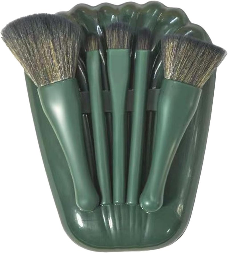 Shell Portable Makeup Brush Set,Catching Shell Shape, 5 Brushes with Mirror, Easy to Clean, for Daily Makeup Needs (Blue) - Image 5