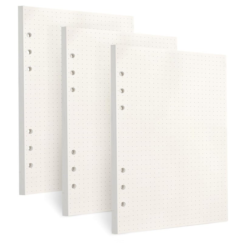 Toplive [3 Pack] A5 Refill Paper - 100GSM Thick 6 Hole Filler Inserts, 135 Sheets (270 Pages) for 6 Ring Binder Journal Notebook, Dotted - Image 1