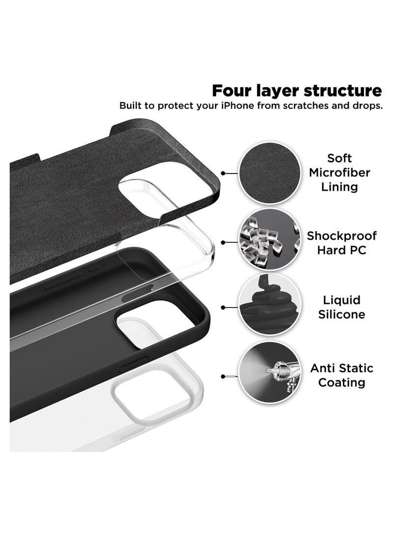 ELTRAZONE Compatible with iPhone 15 Pro Max Case, Liquid Silicone Case, Full Body Shockproof Protective Cover Slim Thin Phone Case with Soft Anti-Scratch Microfiber Lining, 6.7 inch-Black - Image 3