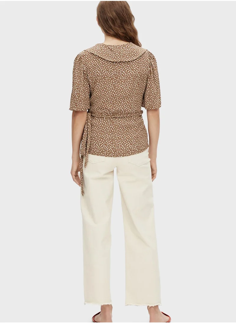 Object Printed Wrap Top