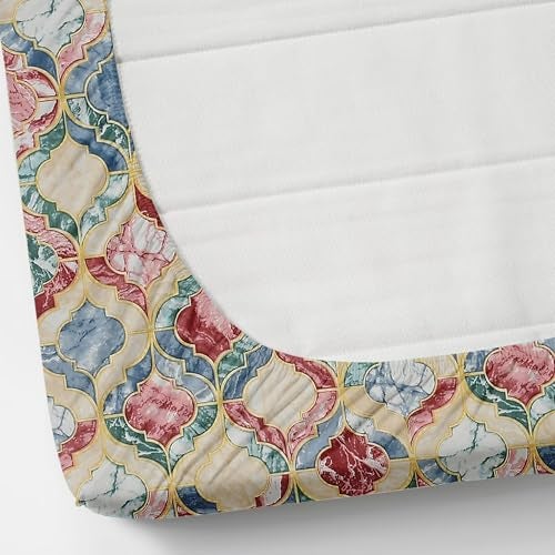 DECOREZA 320 TC Cotton Feel Elastic Fitted King Size Bedsheet 72x78 +10 Inch with 2 Pillow Covers | Glace Cotton | Wrinkle-Free | Bedsheet for Double Bed - (Vintage Mosaic, King Size 72" x 78") - Image 4