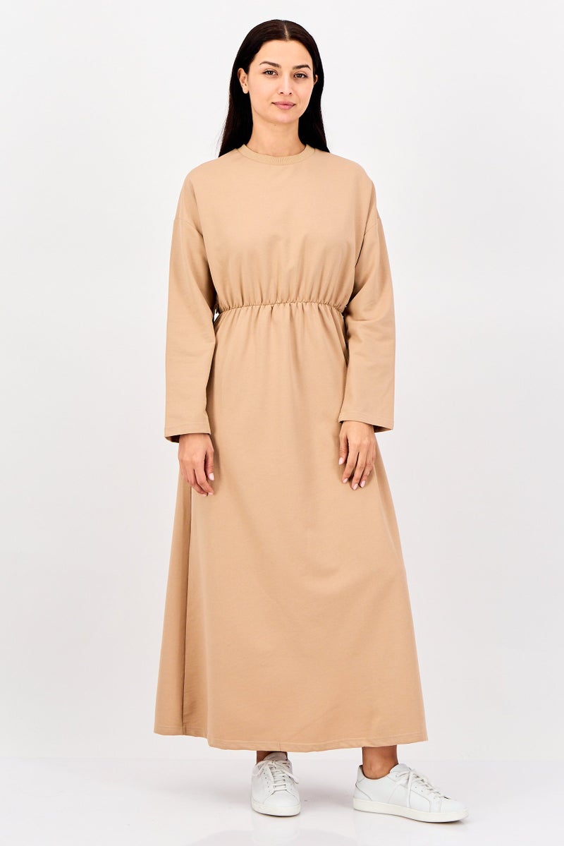 trendyol Women Plain Maxi Dress, Beige - Image 1