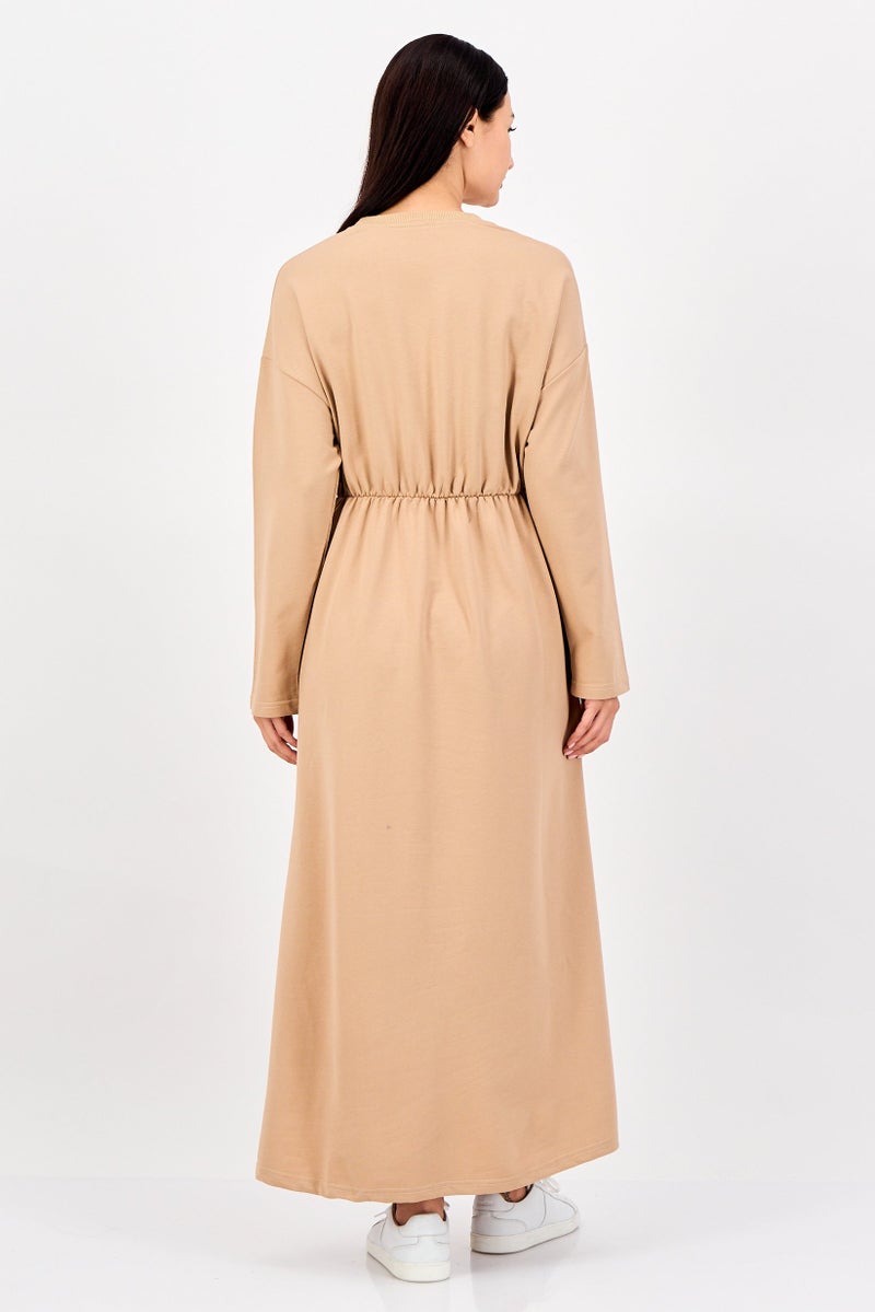 trendyol Women Plain Maxi Dress, Beige - Image 3