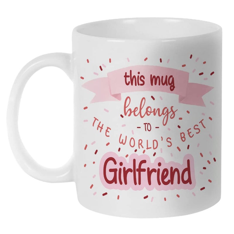 Fatbaby Worlds Best Girlfriend Coffee Mug  Cute Tea Cup for Women  Romantic Birthday Valentines Day Gift 11oz