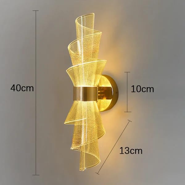 CORALTREE CORAL TREE-Gold LED Wall Sconces - Acrylic Modern Wall Mount Light Fixture for Living Room, Bedroom, and Hallway - 6W LED Wall Lighting for Bedside Ambience- with 3 Color Changing Option - Image 3