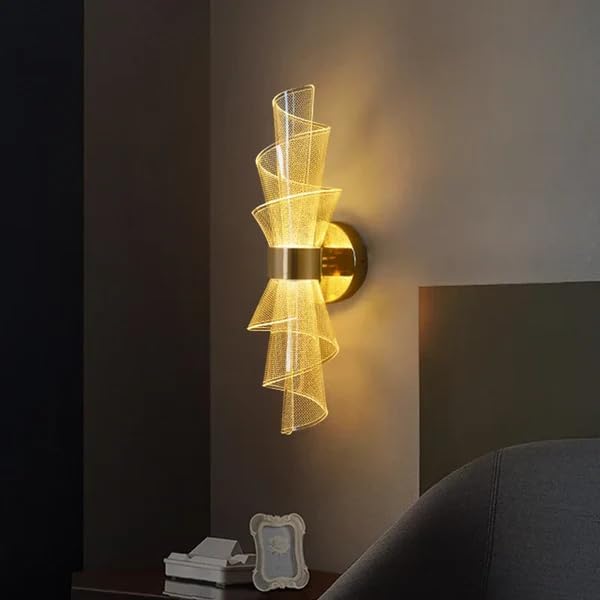 CORALTREE CORAL TREE-Gold LED Wall Sconces - Acrylic Modern Wall Mount Light Fixture for Living Room, Bedroom, and Hallway - 6W LED Wall Lighting for Bedside Ambience- with 3 Color Changing Option - Image 2