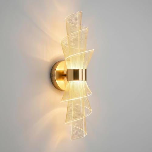 CORALTREE CORAL TREE-Gold LED Wall Sconces - Acrylic Modern Wall Mount Light Fixture for Living Room, Bedroom, and Hallway - 6W LED Wall Lighting for Bedside Ambience- with 3 Color Changing Option - Image 1