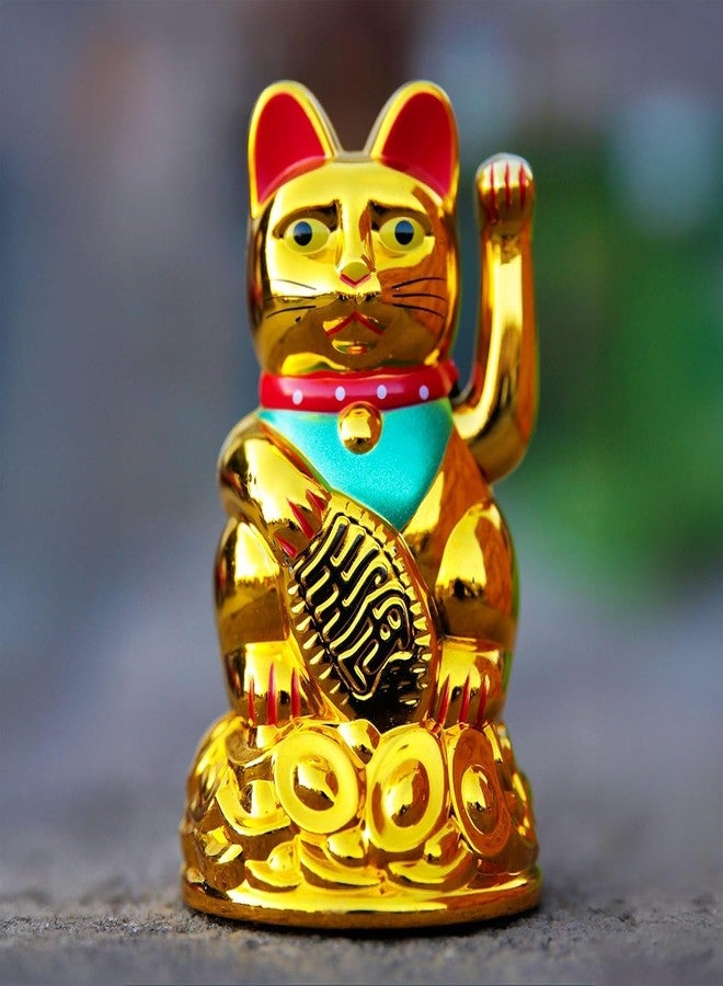 Ahina Maneki Neko Waving Cat Perfect for Home & Office DecorBattery Operated Feng Shui Lucky Cat - Waving Maneki Neko Figurine for Wealth & Prosperity (Gold)- 4.5 inches in Size - Image 2
