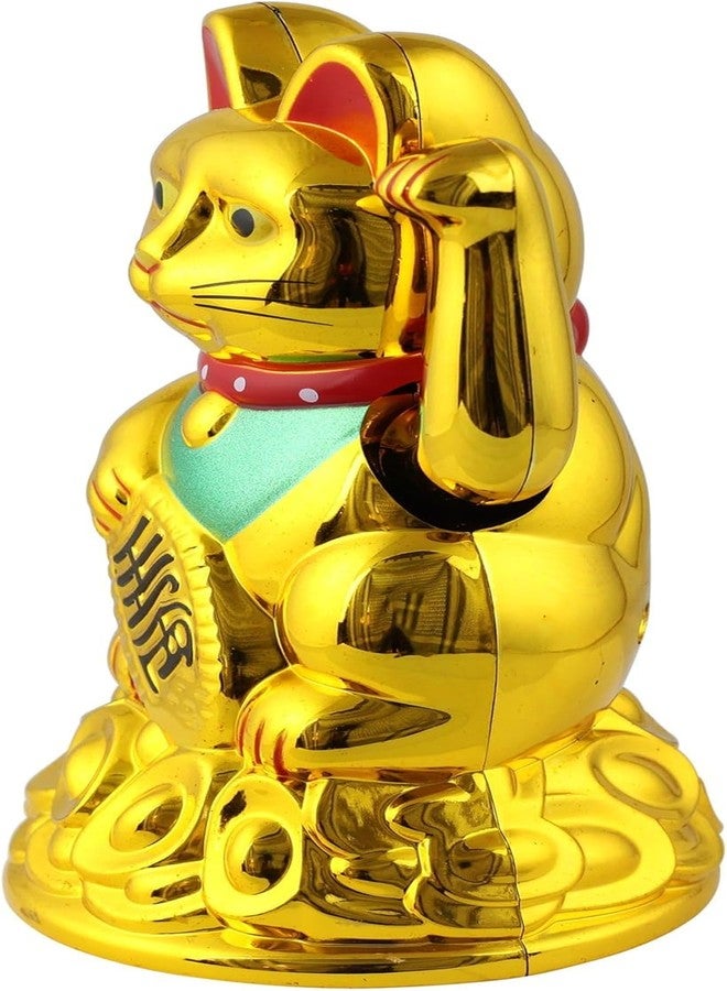 Ahina Maneki Neko Waving Cat Perfect for Home & Office DecorBattery Operated Feng Shui Lucky Cat - Waving Maneki Neko Figurine for Wealth & Prosperity (Gold)- 4.5 inches in Size - Image 4