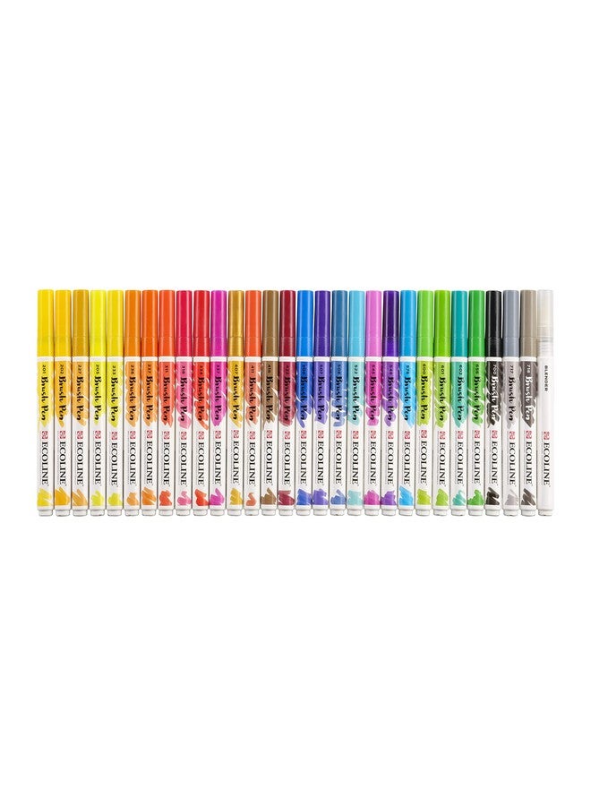 Ecoline Brush Pen Set of 30 Liquid Watercolour Pencils - Basic Tones | Mixable Brush Pens for Hand Lettering, Drawing and Crafts - Image 3