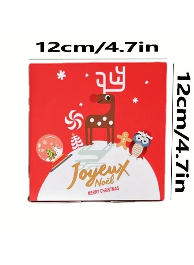 صندوق هدايا عيد الميلاد الأزرق للحلويات والبسكويت ومستحضرات التجميل ومنتجات التجميل بتصميم سانتا وحيوان الرنة ورجل الثلج - Image 3