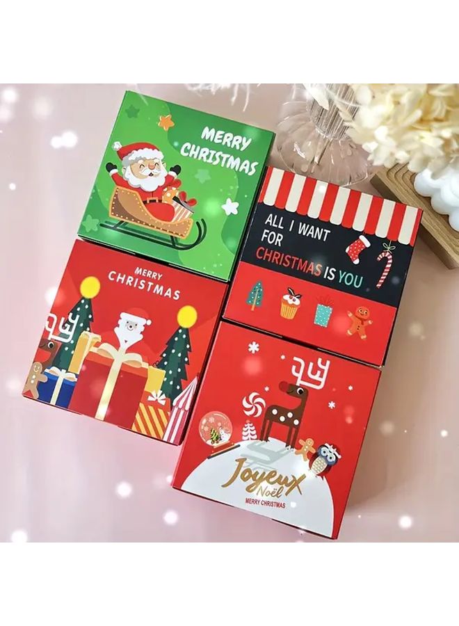 صندوق هدايا عيد الميلاد الأزرق للحلويات والبسكويت ومستحضرات التجميل ومنتجات التجميل بتصميم سانتا وحيوان الرنة ورجل الثلج - Image 1