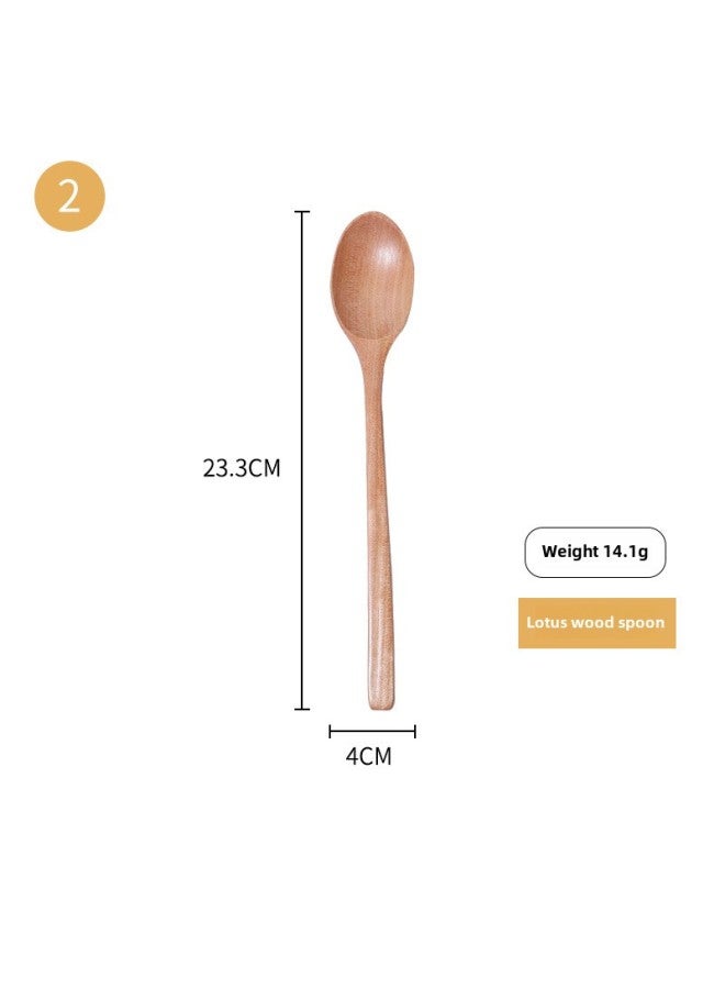 Wooden Chopsticks Spoon Two-piece Korean Portable Tableware Suit Student Children Office Worker Outdoor Travel Tableware-Specifications:2-Lotus Wooden Spoon  - Image 1