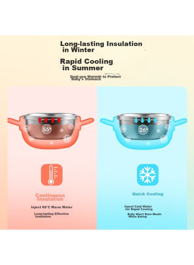 Cookss Baby Food Bowl, Constant Temperature Water Injection Insulated Bowl, 316 Stainless Steel, For Infants And Toddlers, Children's Tableware, Orange - Image 3