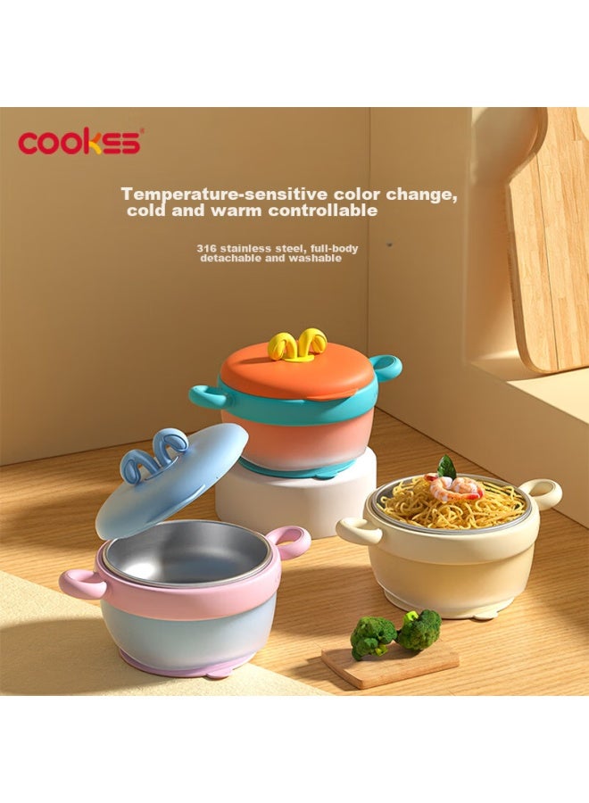 Cookss Baby Food Bowl, Constant Temperature Water Injection Insulated Bowl, 316 Stainless Steel, For Infants And Toddlers, Children's Tableware, Orange - Image 1