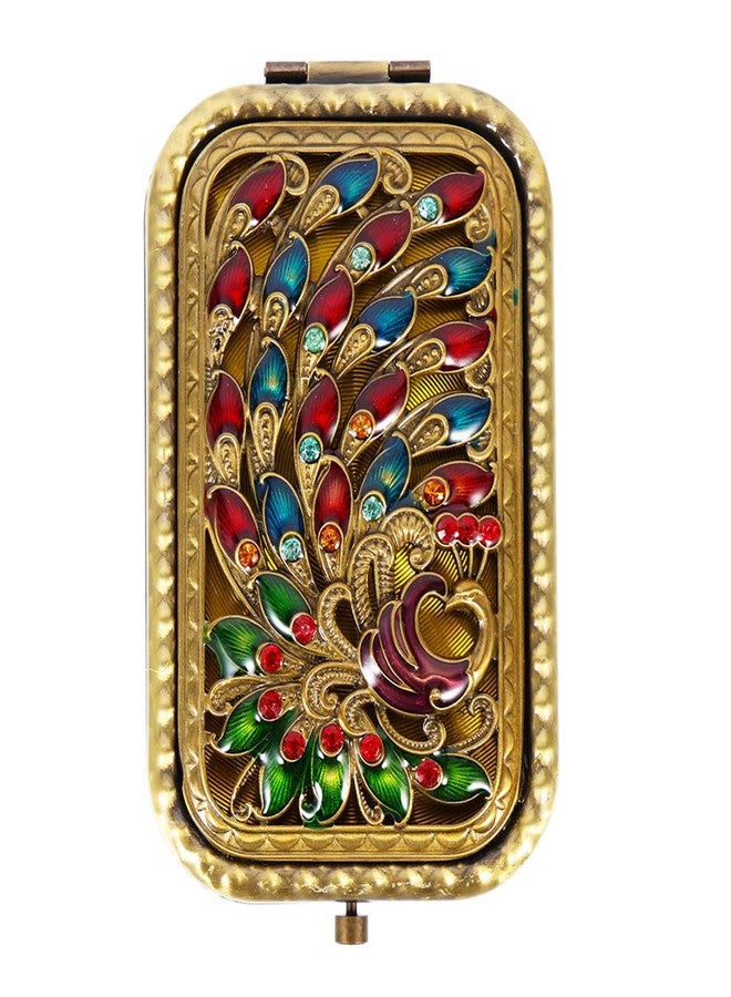Beaupretty Vintage Mirror Vintage Makeup Mirror Portable Foldable Peacock Vanity Small Pocket Double- Sided Travel Portable Vanity - Image 1