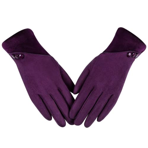 Alepo Guantes cálidos de invierno para mujer con dedos sensibles a la visualización táctil, guantes resistentes al viento con forro polar, marino, M - Image 1