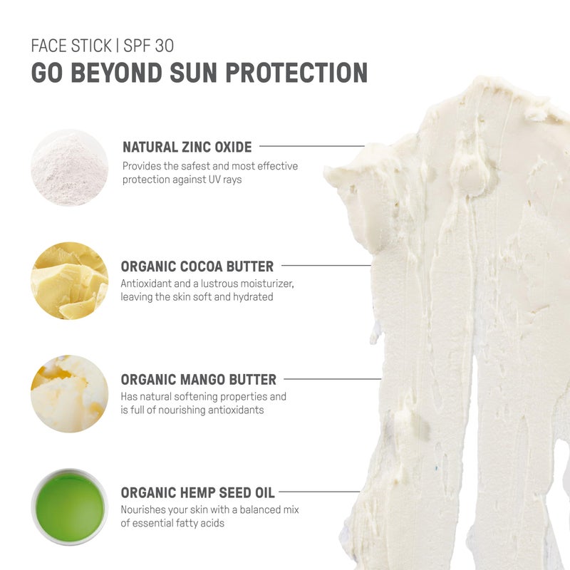 Raw Elements Face All-Natural Mineral Sunscreen Stick, Non-Nano Zinc Oxide, 95% Organic, Water-Resistant 80 Min, Reef Safe, All Ages Safe, SPF 30+, Travel Sunblock 0.5 oz - Image 5