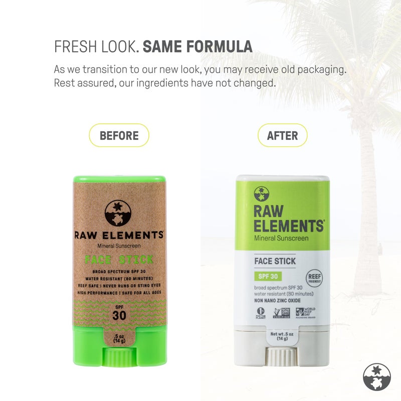 Raw Elements Face All-Natural Mineral Sunscreen Stick, Non-Nano Zinc Oxide, 95% Organic, Water-Resistant 80 Min, Reef Safe, All Ages Safe, SPF 30+, Travel Sunblock 0.5 oz - Image 2