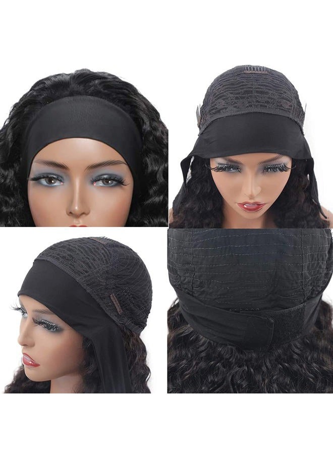 Aiterina Headband Wig Deep Wave 12 Inch Human Hair Headband Wig Curly hair Glueless Human Hair Wigs Machine Made No Lace deep Curly Headband Wig Natural color - Image 4