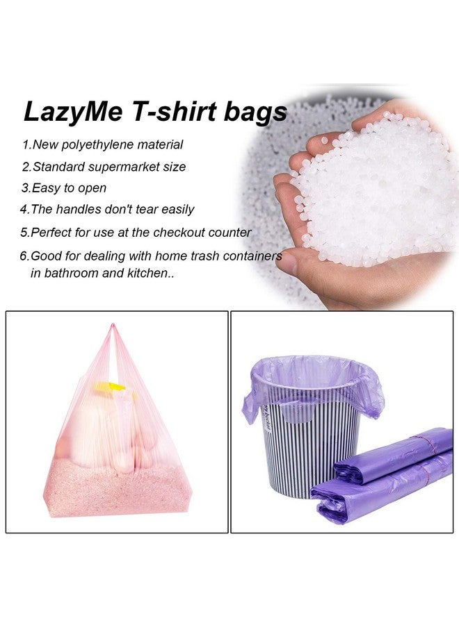 LazyMe LazyMe T Shirt Bags Plastic Grocery Bags with Handles Shopping Bags in Bulk Restaurant Bags, 12 x 20 inch (Pink 50 Pcs,Purple 50 Pcs) - Image 5