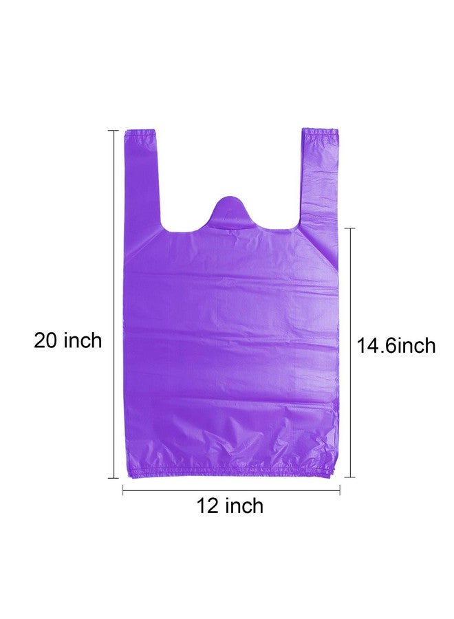 LazyMe LazyMe T Shirt Bags Plastic Grocery Bags with Handles Shopping Bags in Bulk Restaurant Bags, 12 x 20 inch (Pink 50 Pcs,Purple 50 Pcs) - Image 2