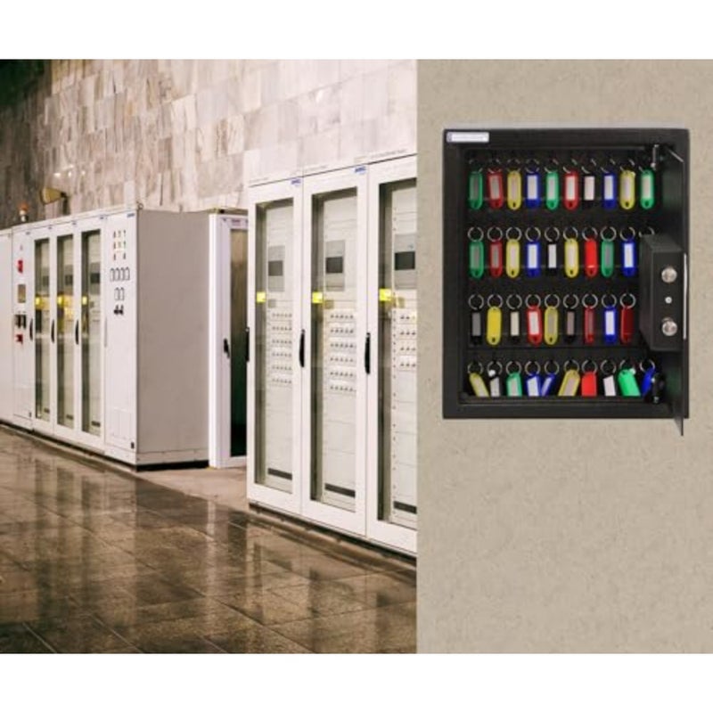40-Keys Metal Storage Safe Box Cabinet with Key and Digital Pin Code Lock, Wall Mounted For Hotels Realestate Warehouse Schools Universities Business Black, 40 Keys Capacity - Image 3