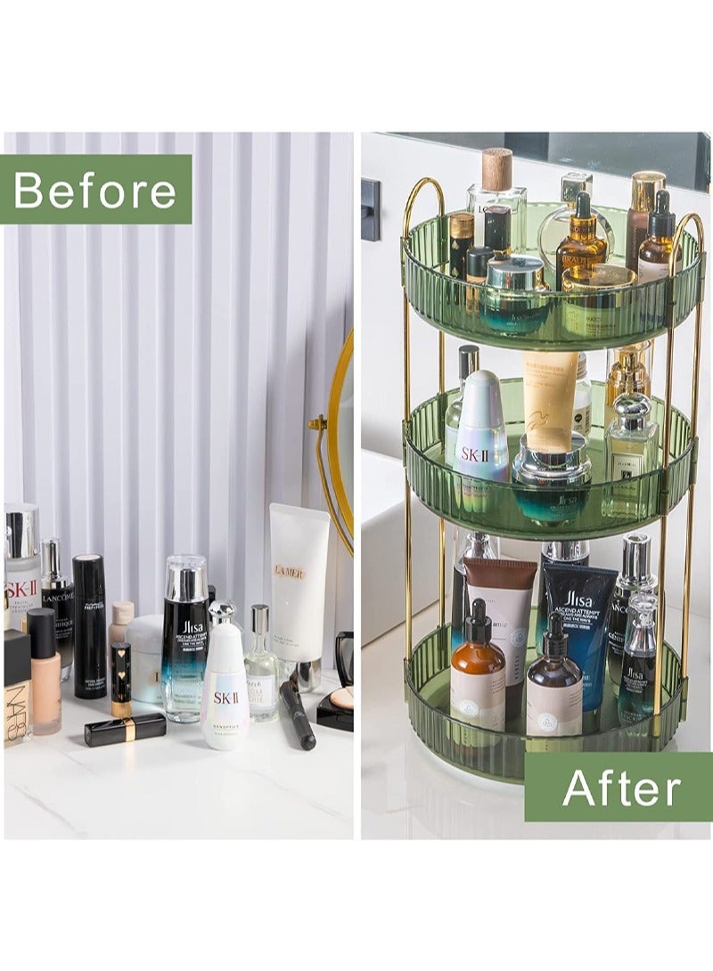 Sharpdo Rotating Makeup Organizer for Vanity 3 Tier, High-Capacity Skincare Clear Make Up Storage Perfume Organizers Cosmetic Dresser Organizer Countertop 360 Spinning - Image 4