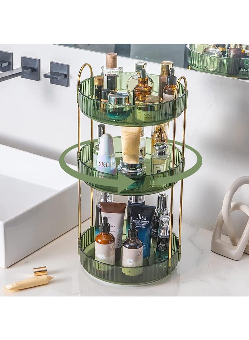 Sharpdo Rotating Makeup Organizer for Vanity 3 Tier, High-Capacity Skincare Clear Make Up Storage Perfume Organizers Cosmetic Dresser Organizer Countertop 360 Spinning - Image 1