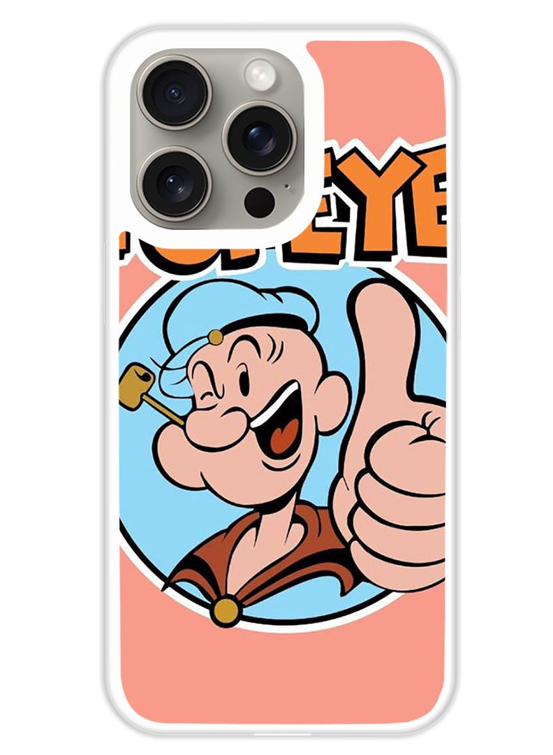 Theodor Protective Case Cover For APPLE IPHONE 15 Pro Max Popey Thumbs up (White Bumper) - Image 1