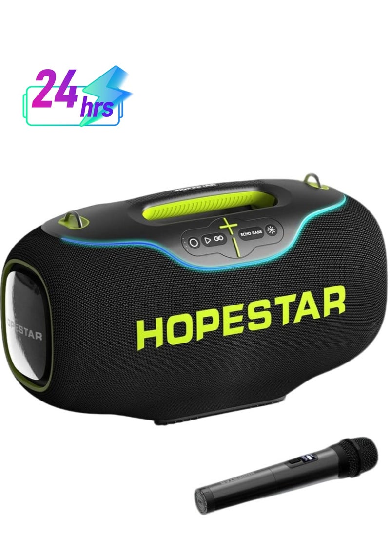 HOPESTAR - A80 350W Portable Bluetooth 5.3 Speaker with Wireless Mic, 24H Playtime, 30,000mAh Battery, RGB Lights, TWS, IPX6 Waterproof, EQ Control, 10M Range – Perfect for Outdoor Parties, Karaoke, and Events - Image 1