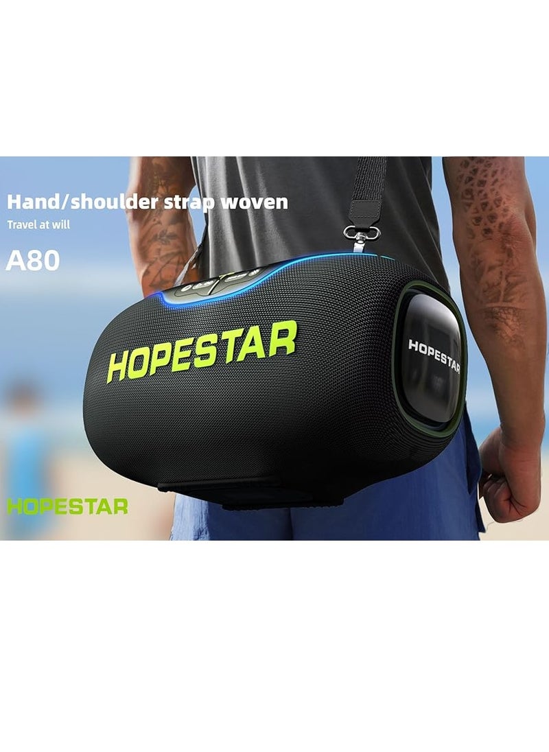 HOPESTAR - A80 350W Portable Bluetooth 5.3 Speaker with Wireless Mic, 24H Playtime, 30,000mAh Battery, RGB Lights, TWS, IPX6 Waterproof, EQ Control, 10M Range – Perfect for Outdoor Parties, Karaoke, and Events - Image 1