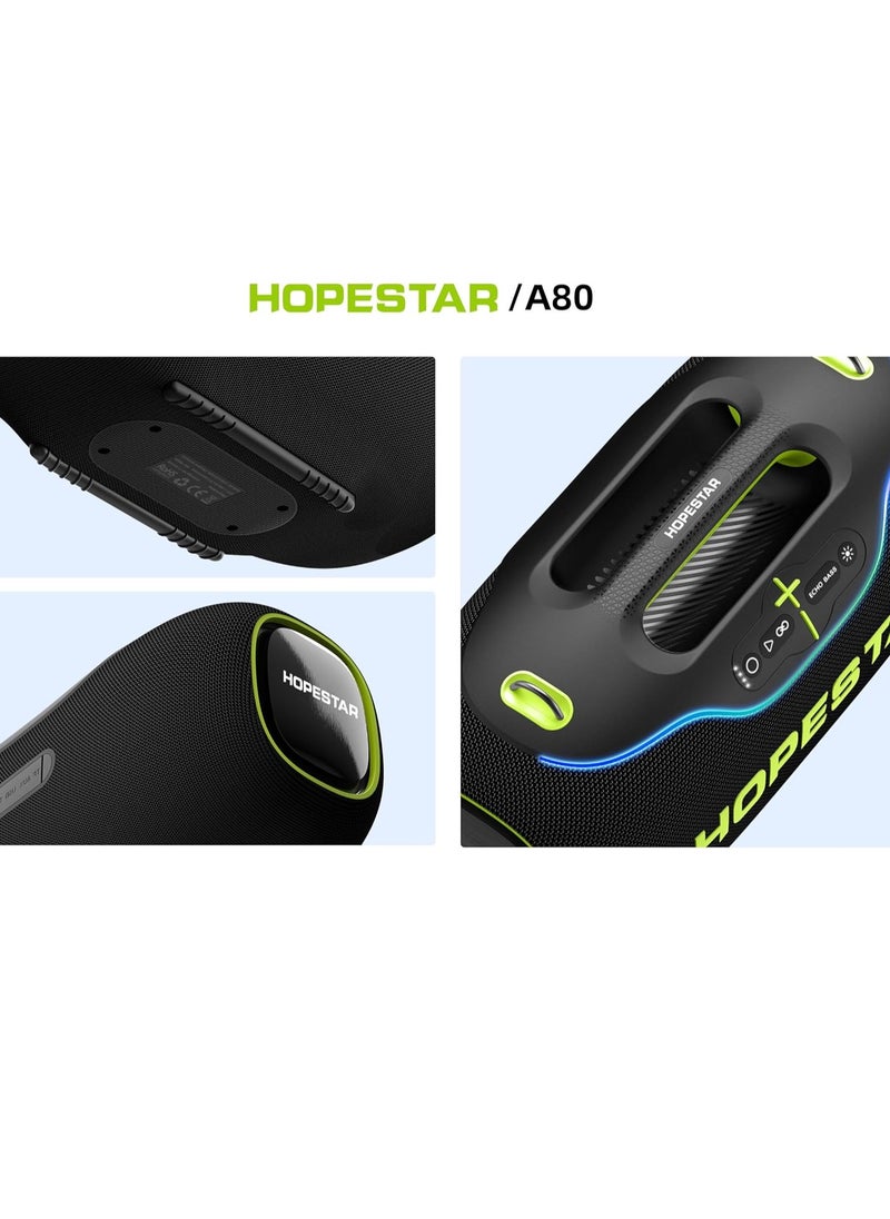 HOPESTAR - A80 350W Portable Bluetooth 5.3 Speaker with Wireless Mic, 24H Playtime, 30,000mAh Battery, RGB Lights, TWS, IPX6 Waterproof, EQ Control, 10M Range – Perfect for Outdoor Parties, Karaoke, and Events - Image 1
