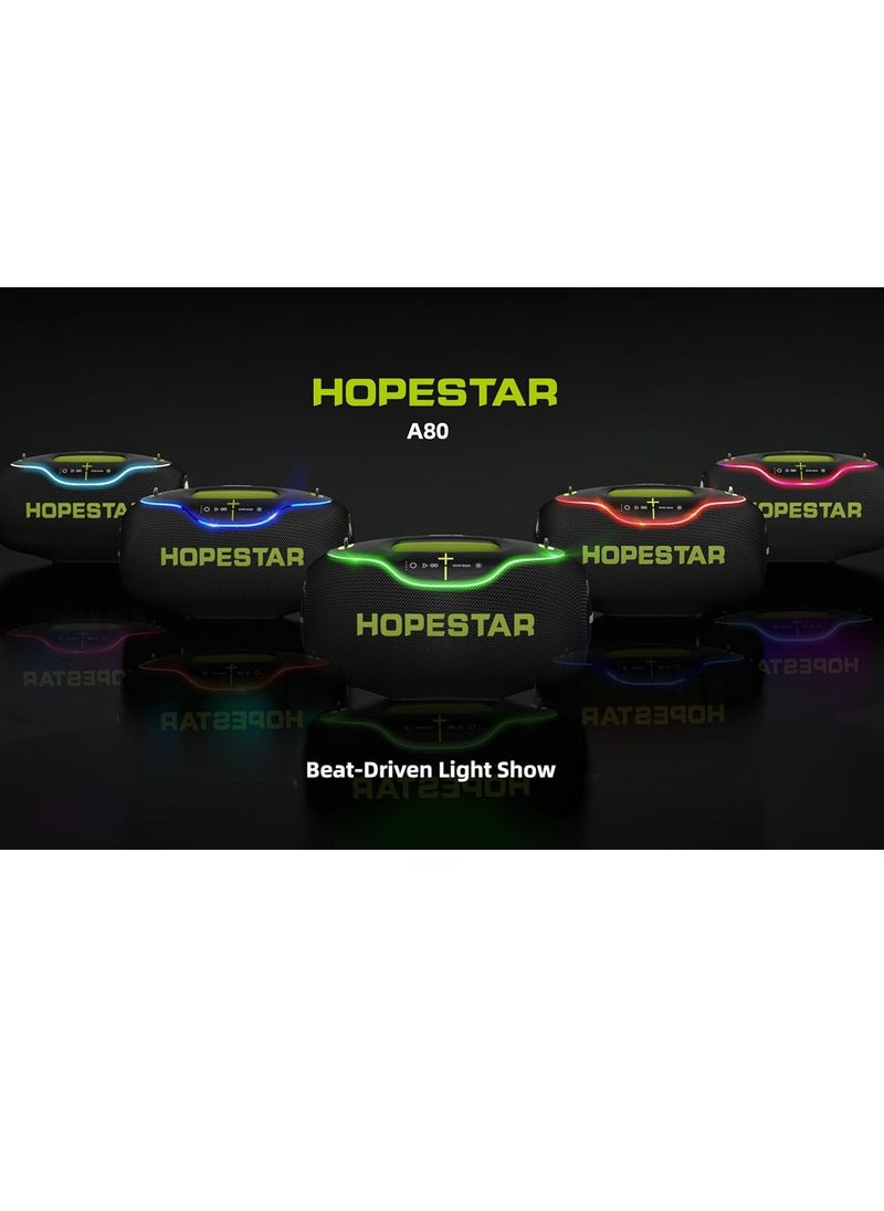 HOPESTAR - A80 350W Portable Bluetooth 5.3 Speaker with Wireless Mic, 24H Playtime, 30,000mAh Battery, RGB Lights, TWS, IPX6 Waterproof, EQ Control, 10M Range – Perfect for Outdoor Parties, Karaoke, and Events - Image 1