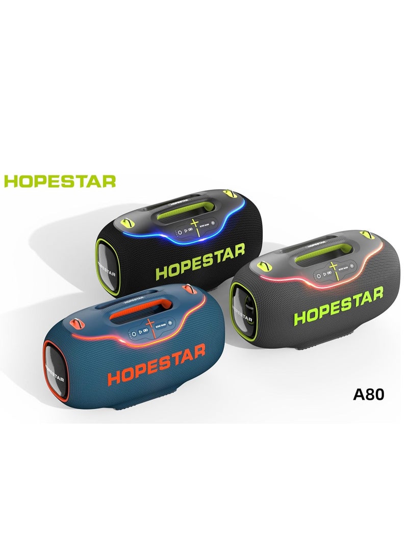 HOPESTAR - A80 350W Portable Bluetooth 5.3 Speaker with Wireless Mic, 24H Playtime, 30,000mAh Battery, RGB Lights, TWS, IPX6 Waterproof, EQ Control, 10M Range – Perfect for Outdoor Parties, Karaoke, and Events - Image 1