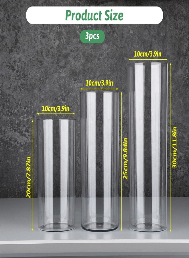 Zelphvt 3 Packs Acrylic Cylinder Vases Clear Plastic Flower Vase for Plants Bouquet, Tall Large Plastic Vases Base Vase for Wedding Centerpieces Flower Bouquet Home Decor(8"+10"+12") - Image 2