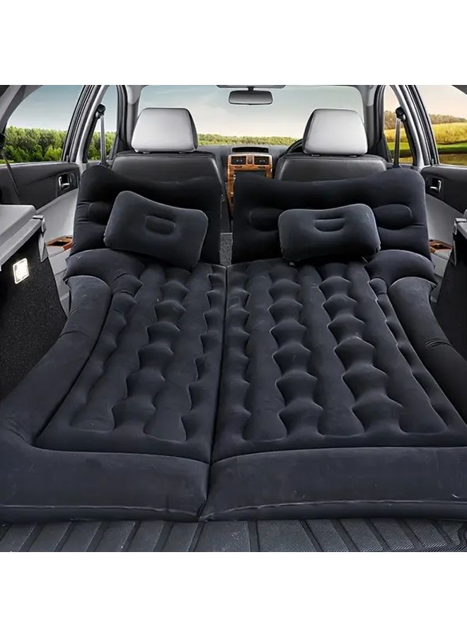 Wave Pattern Gray Inflatable Double Camping Mattress for RV SUV Outdoor Travel - Image 1