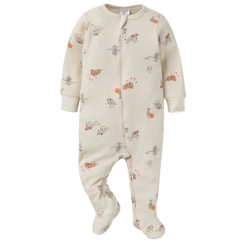 Gerber Baby Unisex 2-Pack 2-Way Zip Thermal Footed Sleep 'N Play, Buffalo, 0-3 Months - Image 2