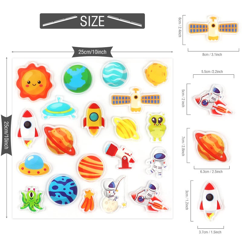 Tevxj 20 Pcs Outer Space Thick Gel Clings Galaxy Window Gel Clings Decals Stickers For Kids Toddlers And Adults Home Airplane Classroom Nursery Outer Space Party Supplies Decorations Removable And Reusable - Image 3