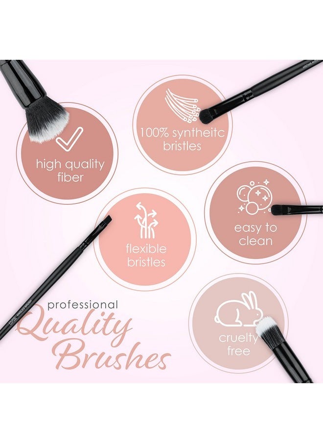 Pure Beauty Works - Pretty Face 6Pc Makeup Brush Set Premium Synthetic Bristles Blending Brush Stipple Brush Concealer Brush Eyeshadow Brush Angled Brush Brow And Spoolie Makeup Brush Set - Image 1
