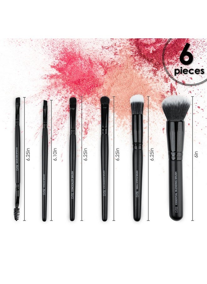 Pure Beauty Works - Pretty Face 6Pc Makeup Brush Set Premium Synthetic Bristles Blending Brush Stipple Brush Concealer Brush Eyeshadow Brush Angled Brush Brow And Spoolie Makeup Brush Set - Image 1