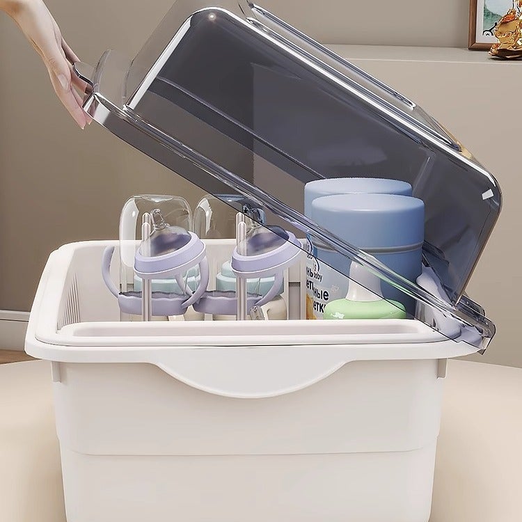 Baby Bottle Storage Box Baby Supplies Dust-Proof Draining Rack With Lid Baby Tableware Toy Newborn Supplementary Food Storage Box - Image 5