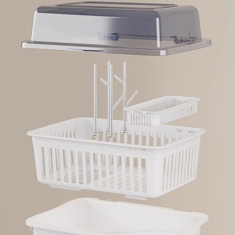 Baby Bottle Storage Box Baby Supplies Dust-Proof Draining Rack With Lid Baby Tableware Toy Newborn Supplementary Food Storage Box - Image 4