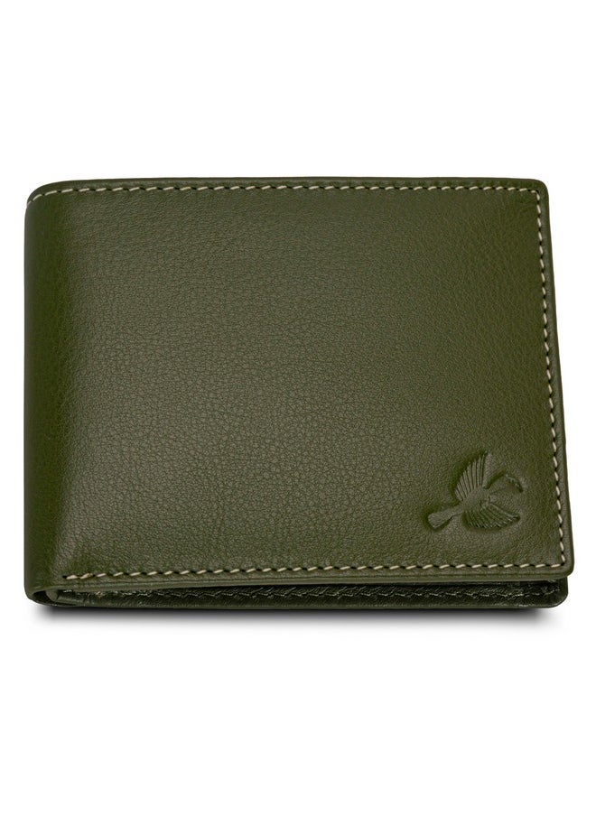 HORNBULL HORNBULL Maddison Mens Olive Green Leather Wallet for Men | Stylist Mens Wallet with RFID Blocking | Genuine Leather Wallets Gift for Mens  - Image 1