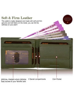 HORNBULL HORNBULL Maddison Mens Olive Green Leather Wallet for Men | Stylist Mens Wallet with RFID Blocking | Genuine Leather Wallets Gift for Mens  - Image 3