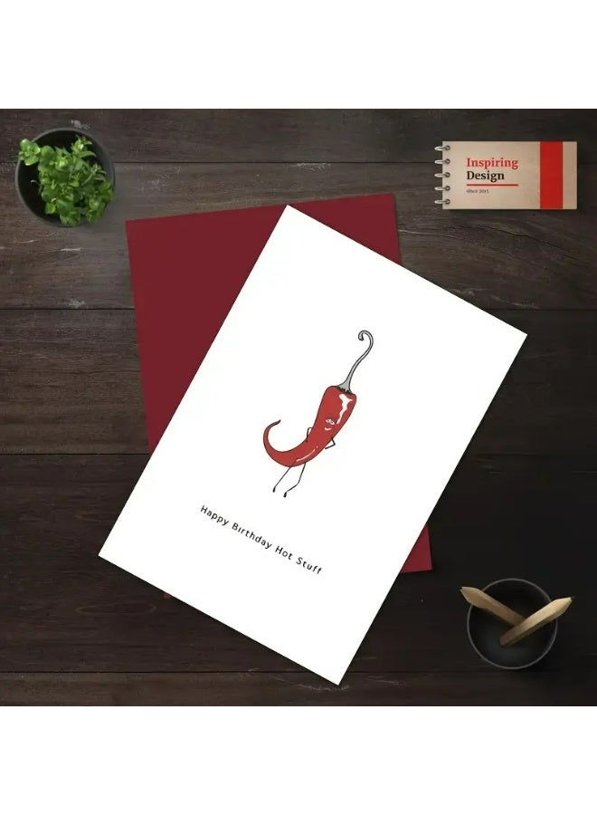Kandid Birthday Greeting Card with Envelope, Design Print (Chilli) - Image 2