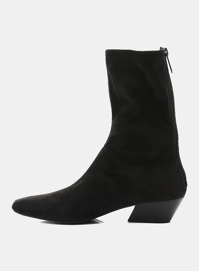 Dejavu Shoes PRD-DVTX-001 Half Neck Black Suede Zipper Closure Boot For Women - Image 4