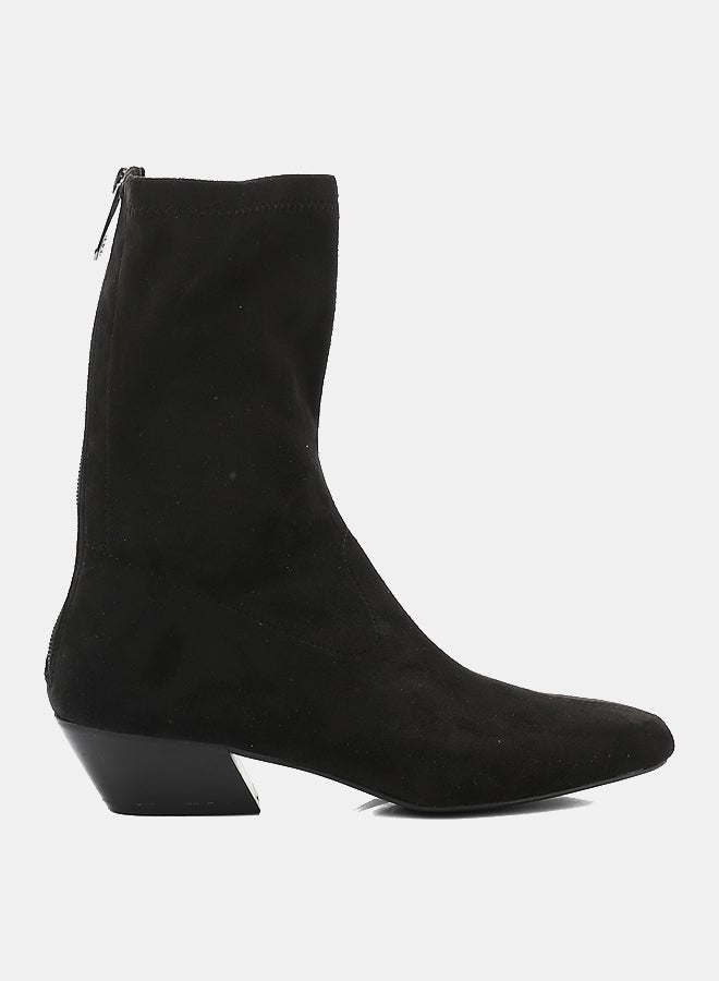 Dejavu Shoes PRD-DVTX-001 Half Neck Black Suede Zipper Closure Boot For Women - Image 2
