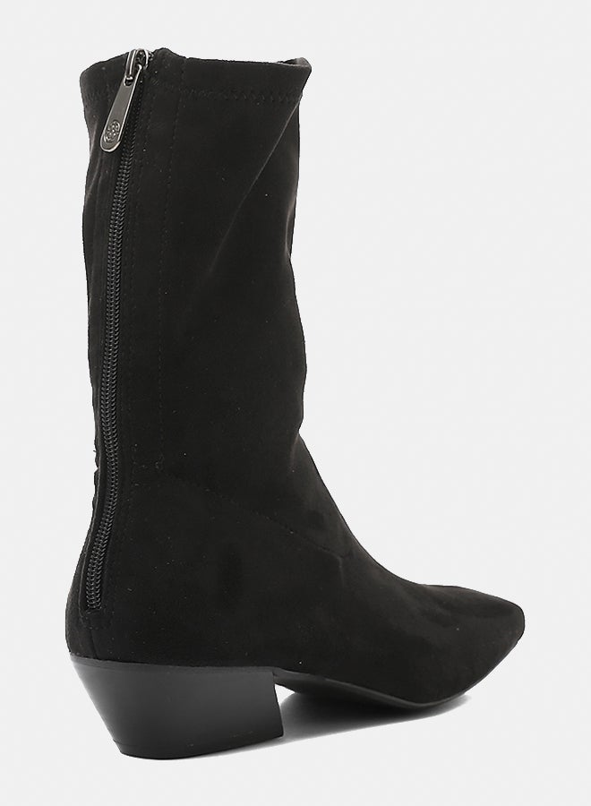 Dejavu Shoes PRD-DVTX-001 Half Neck Black Suede Zipper Closure Boot For Women - Image 3