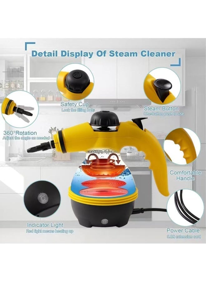 دينكس منظف بخاري محمول باليد بقوة 1200 وات وسعة خزان 350 مل ومتعدد الوظائف ودرجة حرارة عالية وضغط عالي مع 9 قطع ملحقات للمطبخ والأريكة والحمام والسيارة والنافذة، DX2563 - Image 1